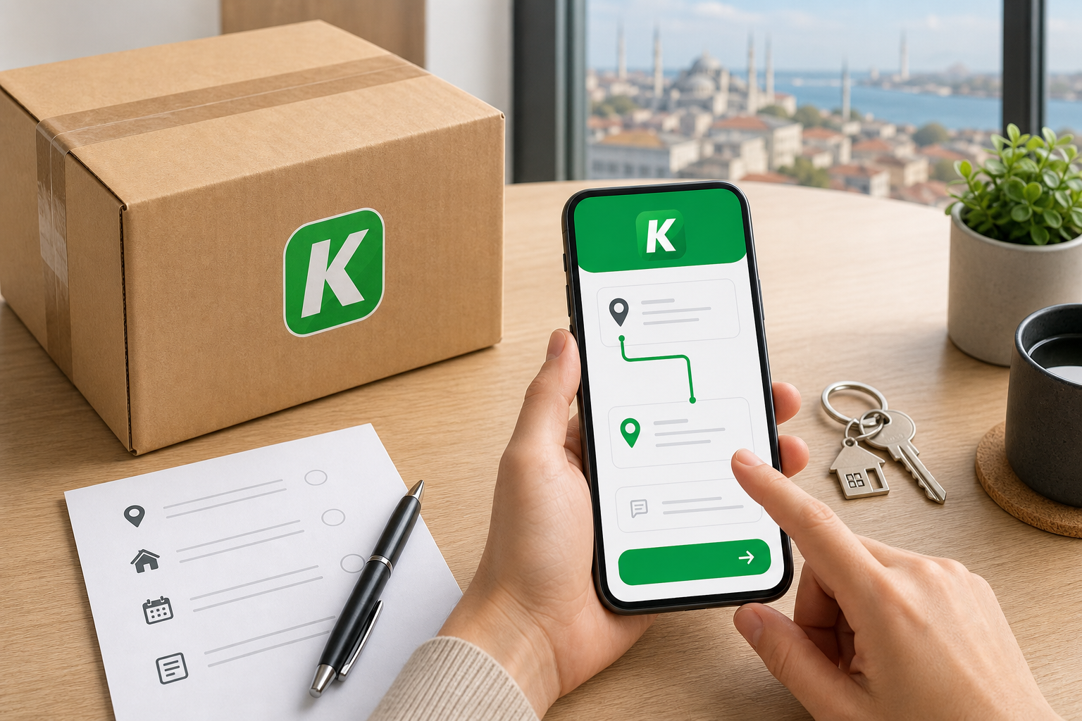 İstanbul’da müşteriden güvenli şekilde paket teslim alan Kuryecim moto kurye